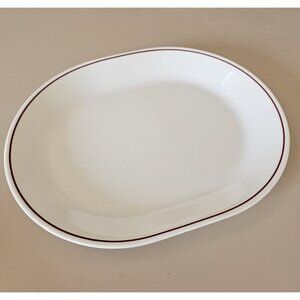 Corelle Burgandy Rose Oval Serving Platter 12 1/4" red purple stripe rim